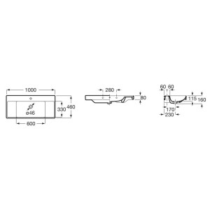 Ona lavabo mural 1000x460 mm noir mat - ROCA A32768A080 