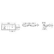 Ona lavabo double mural 1200x460 h 80 blanc brillant - ROCA A32768B000 