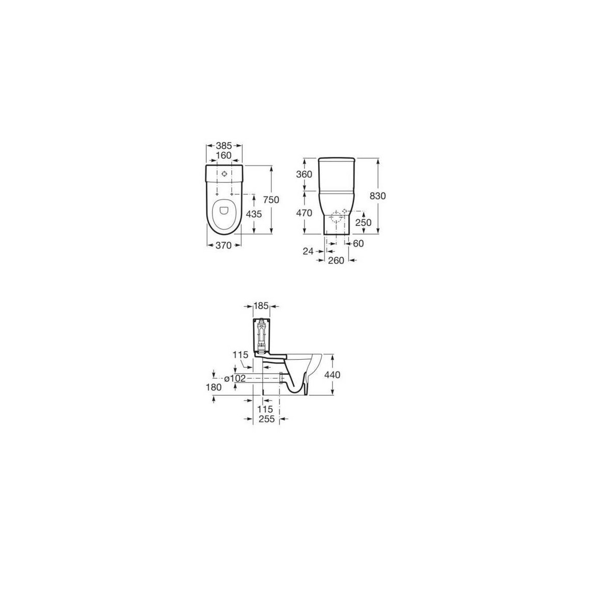 Reservoir avec alimentation par dessous 3/6L blanc MERIDIAN - ROCA A34124H000 