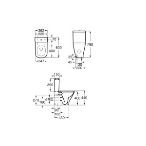 The gap square cuvette compacte duale sans bride 600 mm fixations murales. blanc - ROCA A34273A000 
