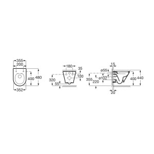 The Gap Round Wc Suspendu Compact Rimless 480 -Roca A3460Nb000 