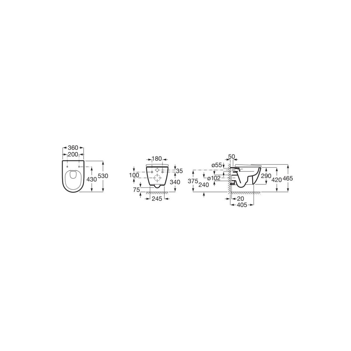 Ona cuvette suspendue rimless vortex - ROCA A34668C000 