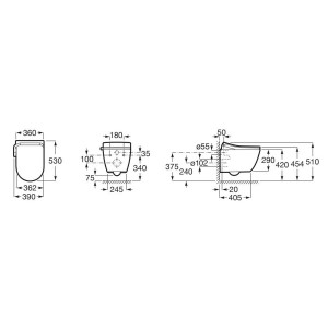 In-wash ona suspendu rimless abattant frein de chute - ROCA A803150S01 