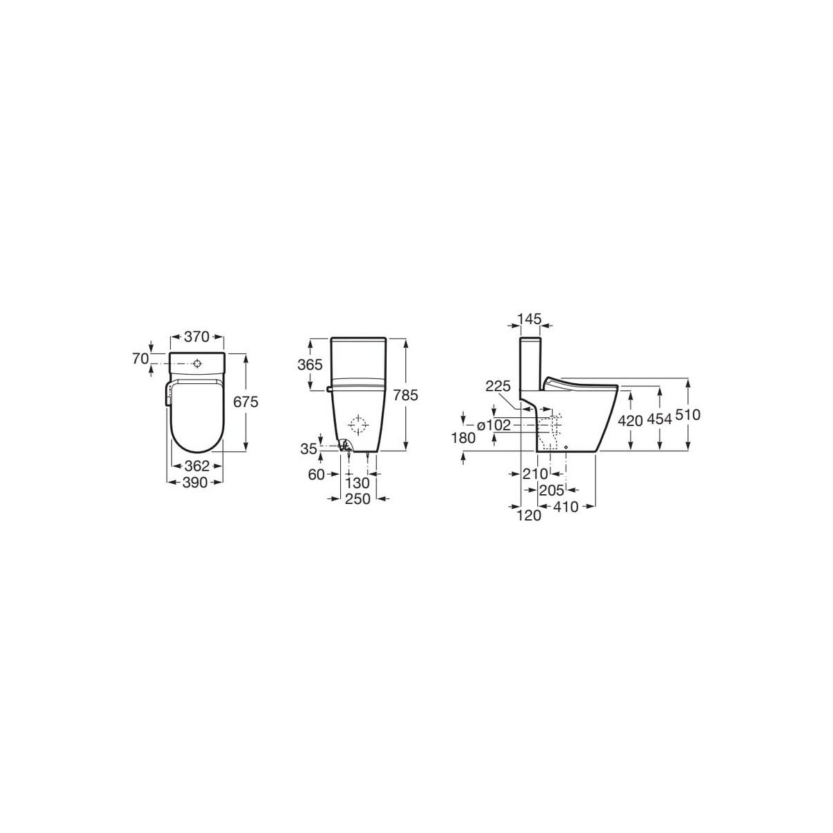 In-wash ona au sol rimless avec réservoir (3/4,5 l) abattant frein de chute - ROCA A803151S01 