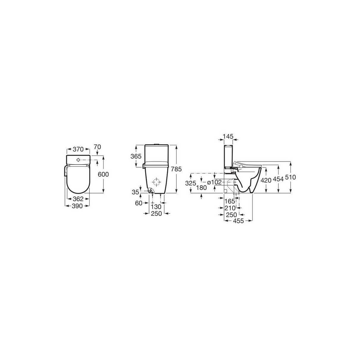 In-wash ona wc lavant au sol compact rimless réservoir (3/4,5l) émail supraglaze - ROCA A803461S01 