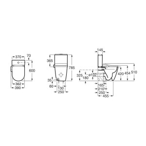 In-wash ona wc lavant au sol compact rimless réservoir (3/4,5l) émail supraglaze - ROCA A803461S01 