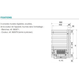 Sèche-serviette ACOVA - FASSANE SPA  + AIR Asymétrique à gauche eau chaude 1429W (429W + 1000W) FL081-055IFS