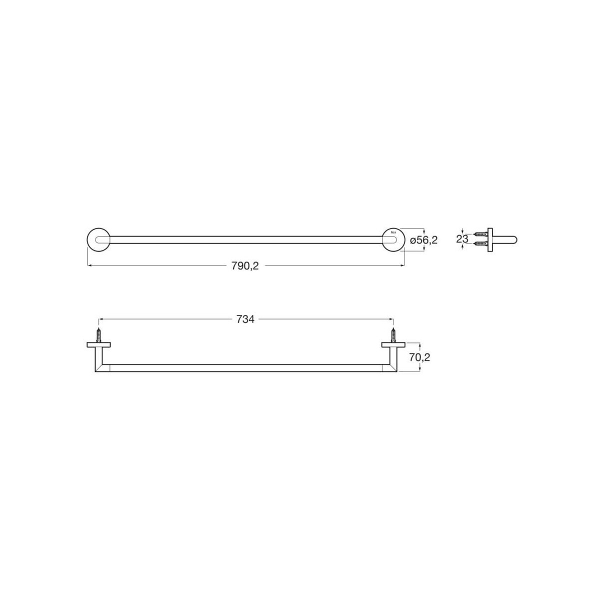 Hotels porte-serviettes barre 750mm blanc mat - ROCA A817573B00 