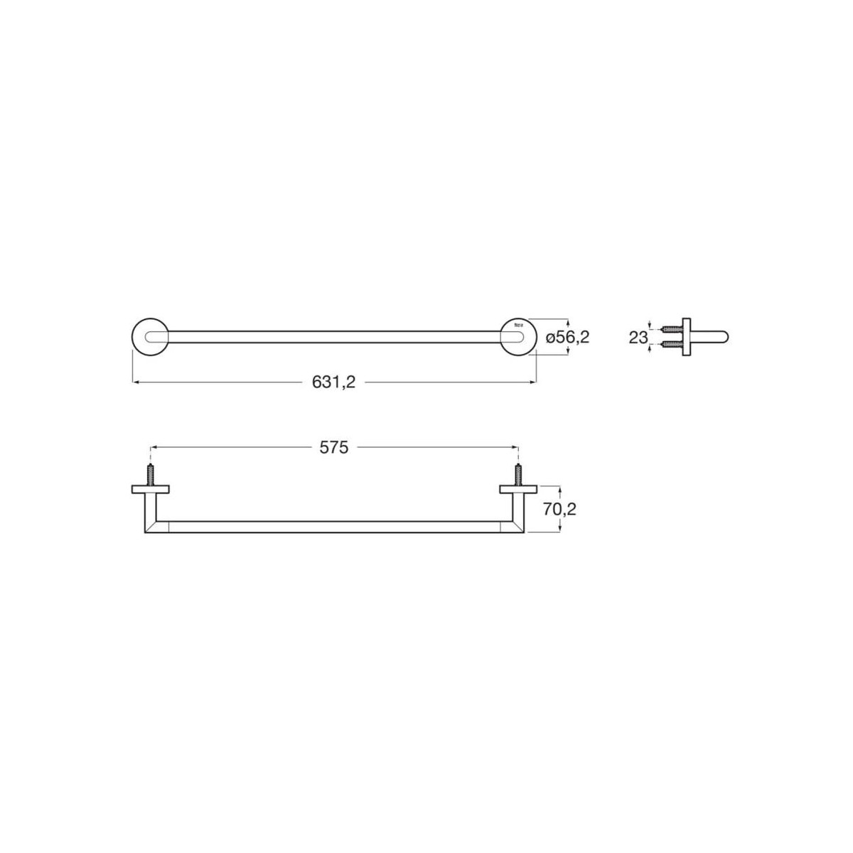 Hotel's round porte-serviettes barre 600 mm cuivre brossé - ROCA A817574RM0 