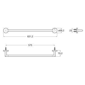 Hotels round porte-serviettes barre 600 mm acier inoxydable - ROCA A817574SM0 