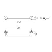 Hotels round porte-serviettes barre 450 mm acier inoxydable - ROCA A817575SM0 