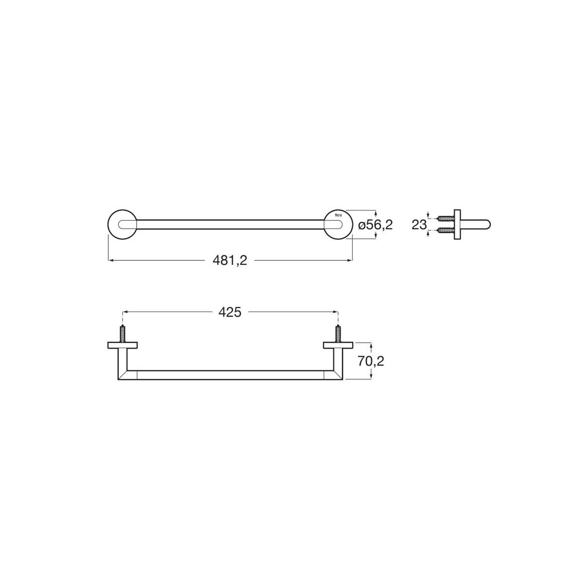 Hotels round porte-serviettes barre 450 mm or brossé - ROCA A817575VA0 