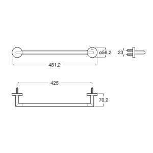 Hotels round porte-serviettes barre 450 mm or brossé - ROCA A817575VA0 