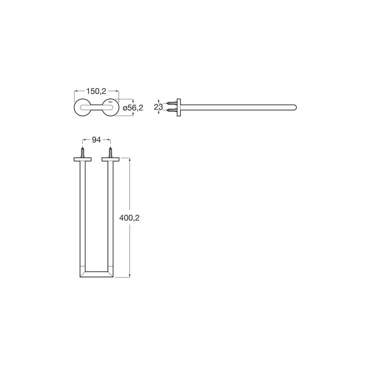 Hotel'S Round Porte-Serviettes Double 400Mm Chromé-Roca A817577C00 