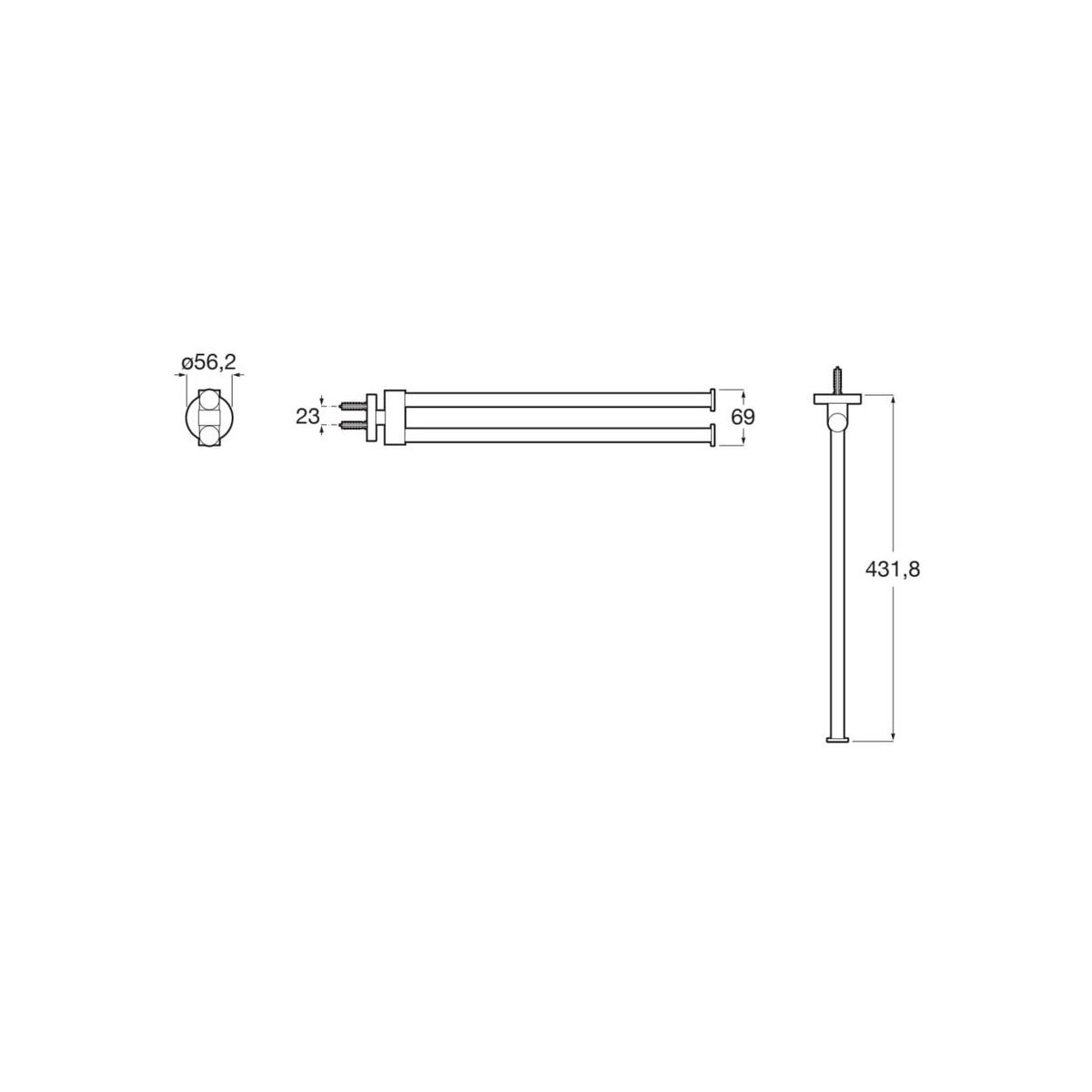 Hotel'S Round Porte-Serviettes Double Rotatif 400Mm Chromé-Roca A817578C00 