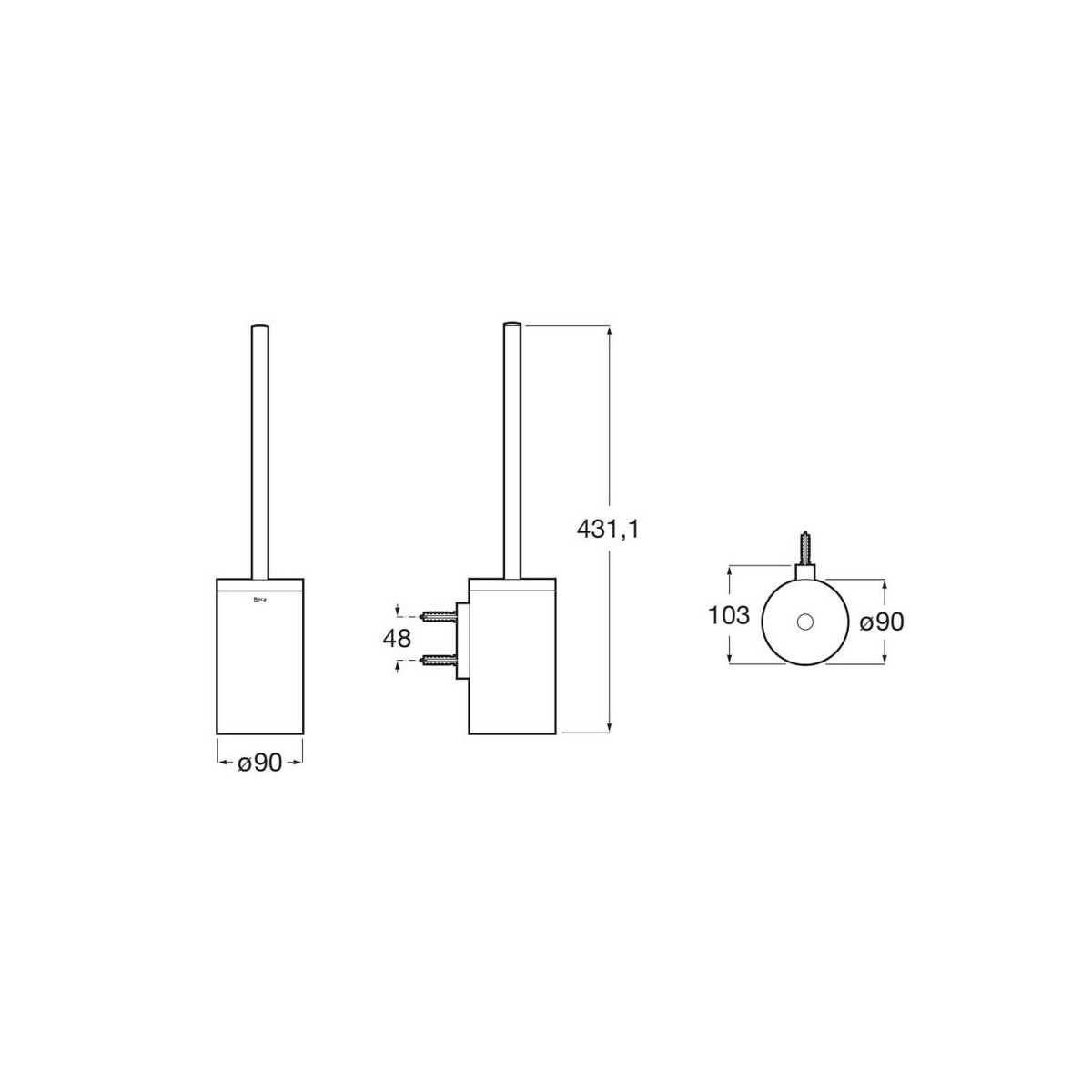 Hotels round porte-balayette mural acier inoxydable - ROCA A817587SM0 
