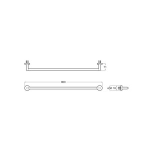 Compas Porte-Serviettes Barre 800 Mm Chromé - ROCA A817680C00 