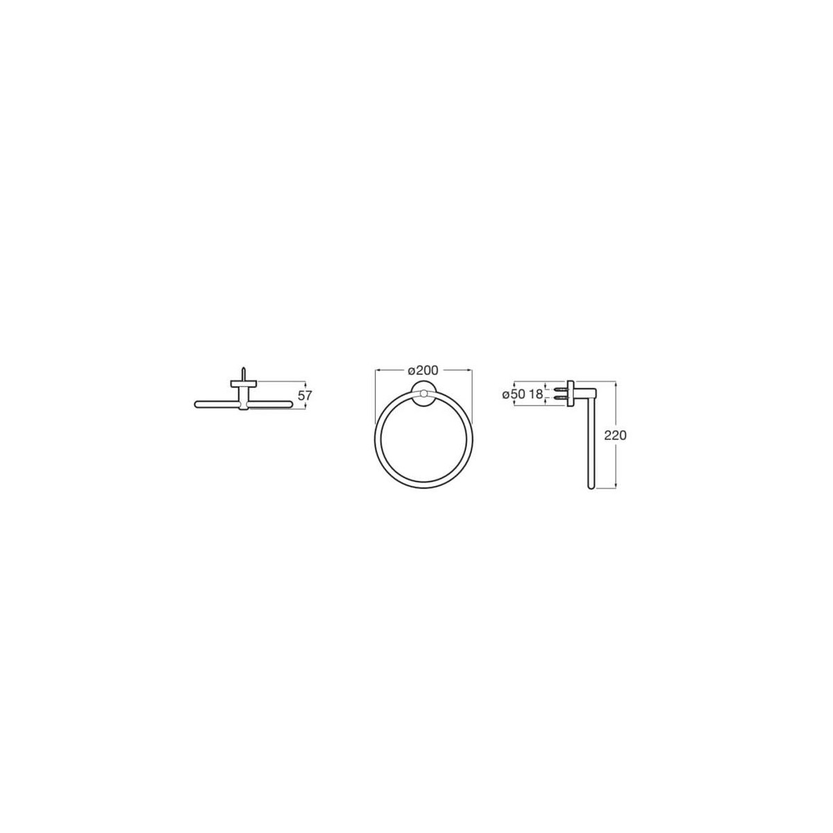 Compas Porte-Serviettes Anneau Ø200Mm Chromé - ROCA A817681C00 