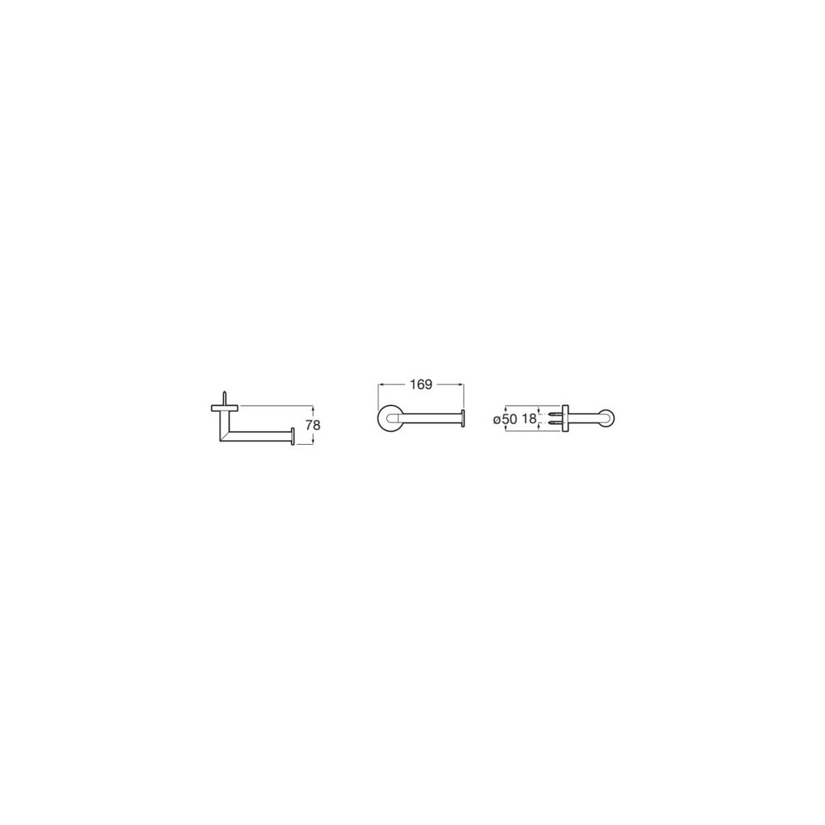 Compas Porte-Papier Rouleau Ss Couvercle Droite Chromé - ROCA A817684C00 