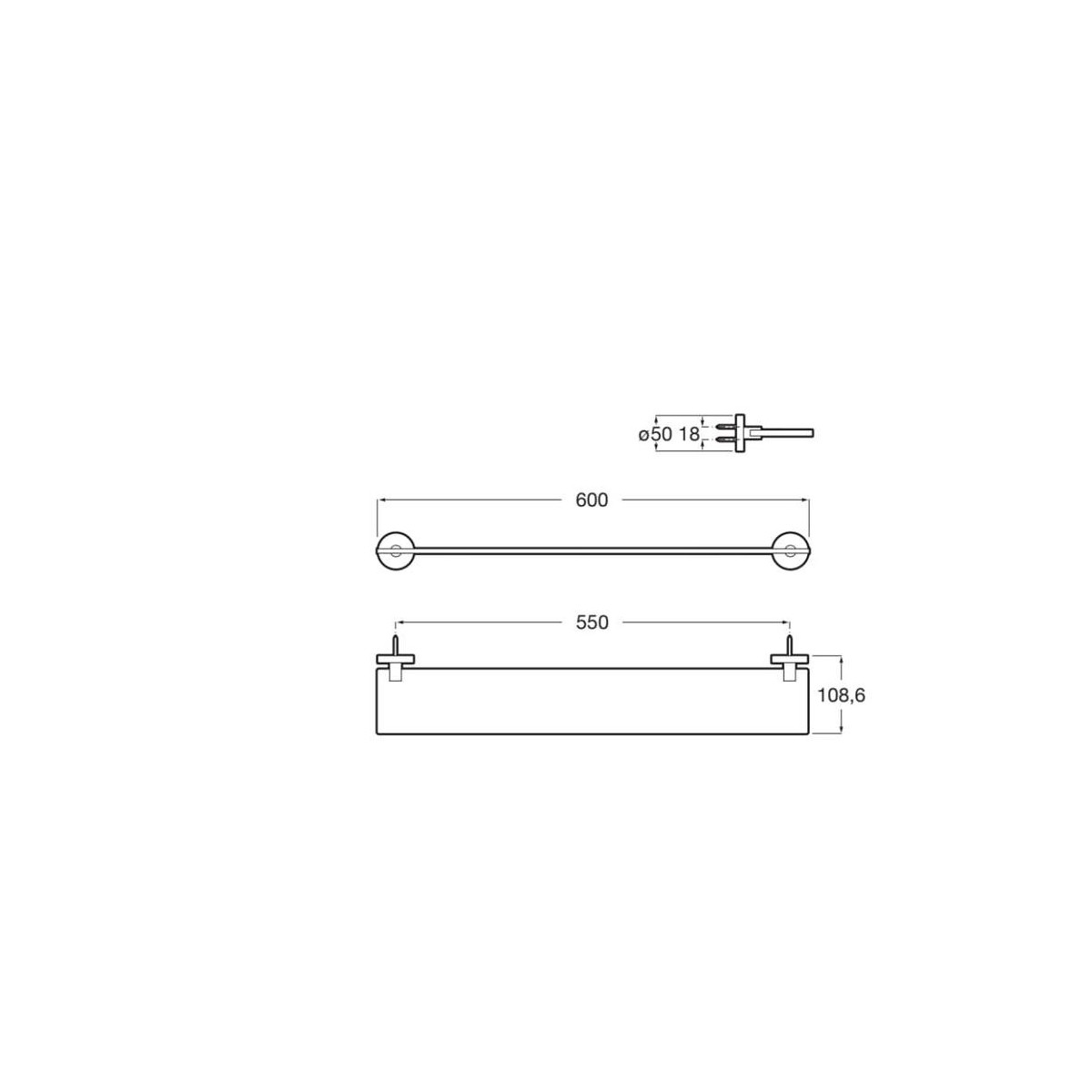 Compas Étagère En Verre 600Mm  - ROCA A817692C00 