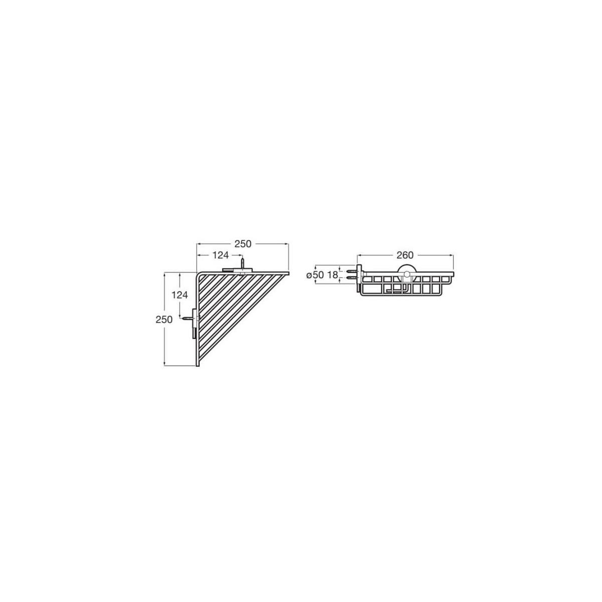 Compas Porte-Savon D'Angle Grille 250X250Mm Chromé - ROCA A817697C00 