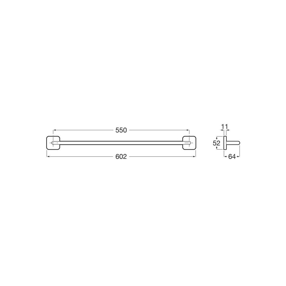 Victoria square Porte-serviettes barre 600mm noir mat - ROCA A817884NB0 