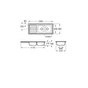 Victoria 120ei évier inox 2 cuves 1 égouttoir à gauche 1200x490x155 mm - ROCA A874121A01 