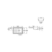 Victoria 80ei évier inox 1 cuve 1 égouttoir à gauche 800x490x155 mm - ROCA A874801A01 