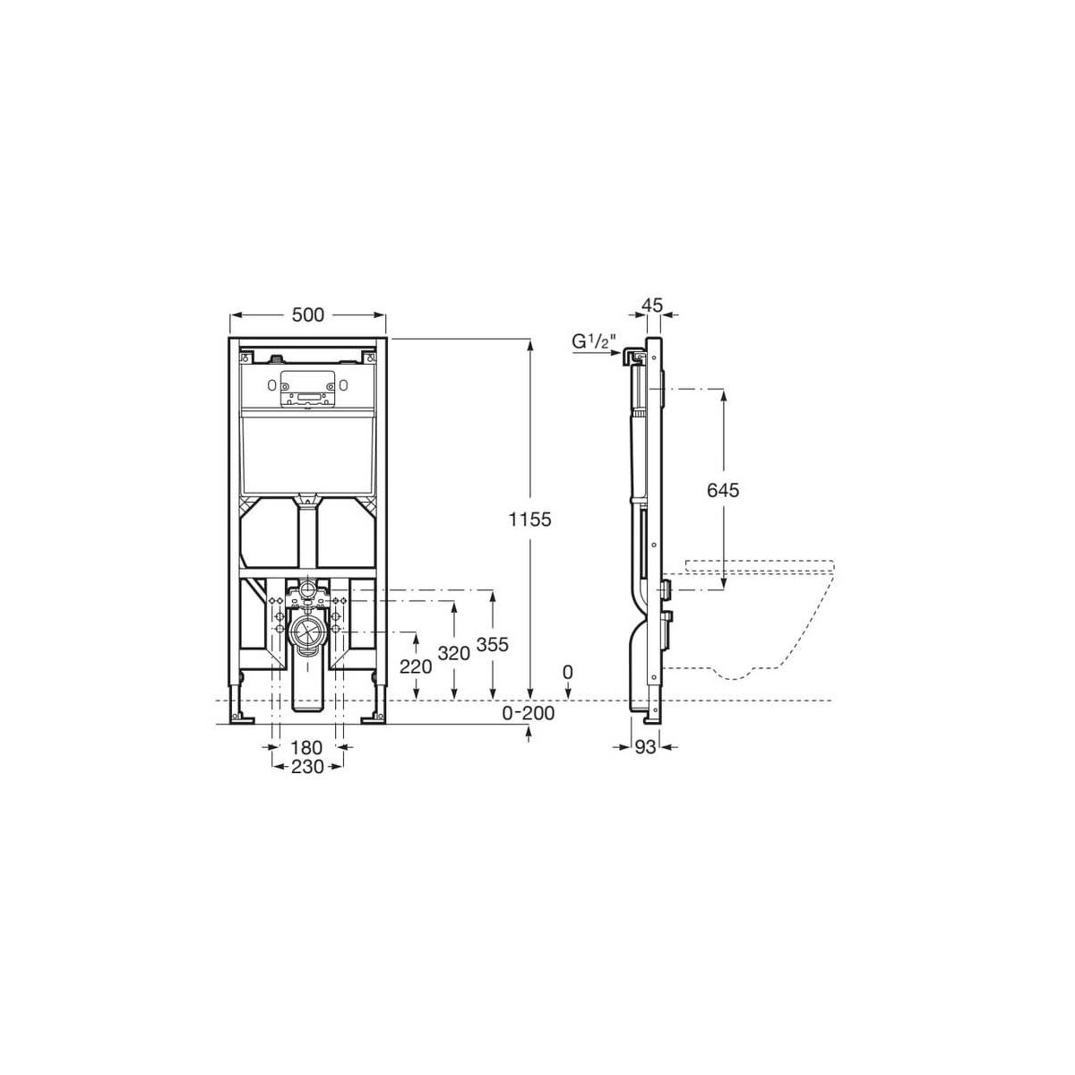 Duplo S bâti-support WC mural réservoir double chasse (3/6, 3/4,5 ou 2/4 litres) - ROCA A8900A0020 