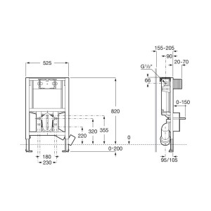 Duplo s bâti-support wc mural hauteur sous fenêtre de 820 mm - ROCA A8900A2020 
