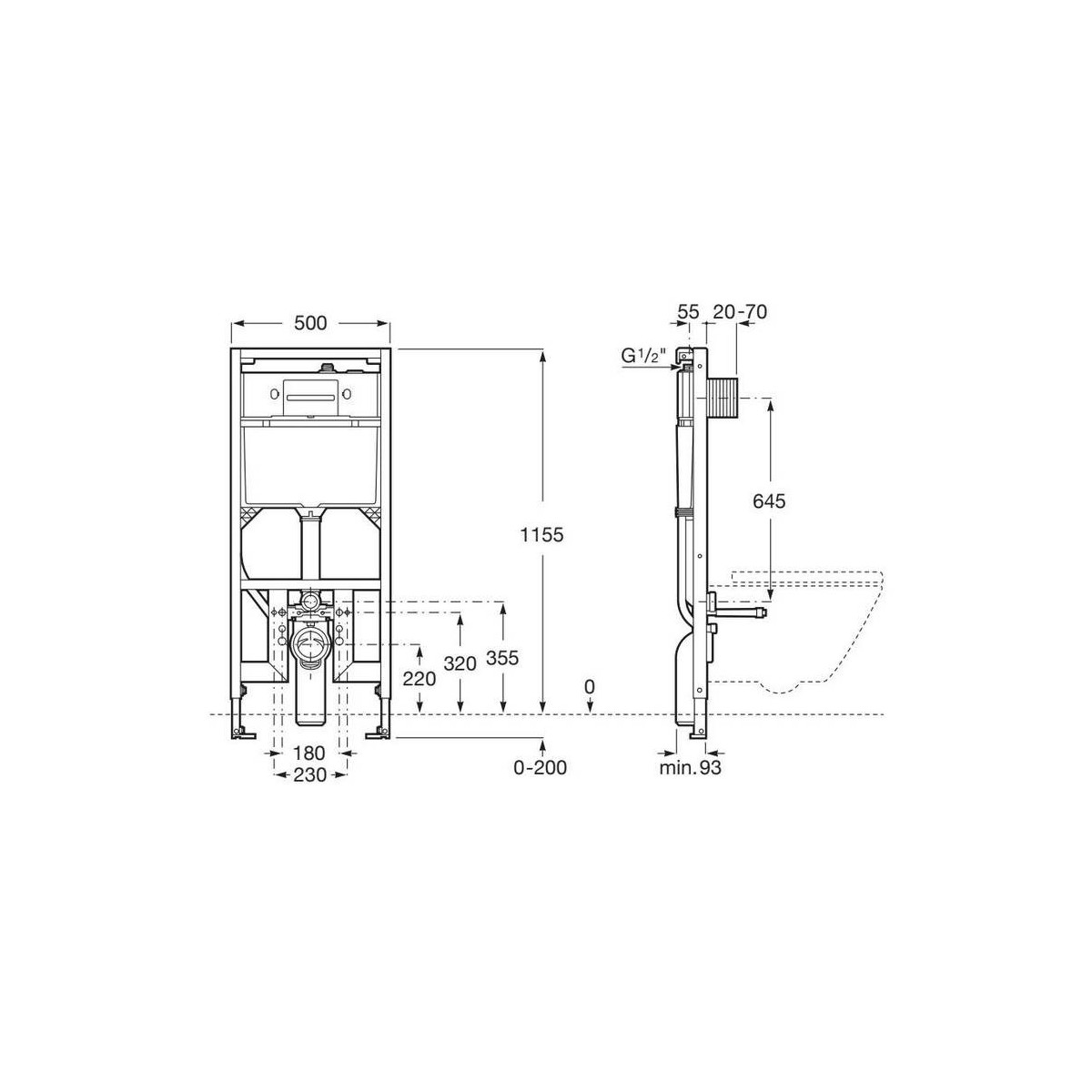 Duplo s bâti-support wc smart avec réservoir à double chasse, mécanisme à câble - ROCA A8900A8020 