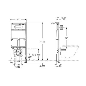 Duplo s bâti-support wc smart avec réservoir à double chasse, mécanisme à câble - ROCA A8900A8020 