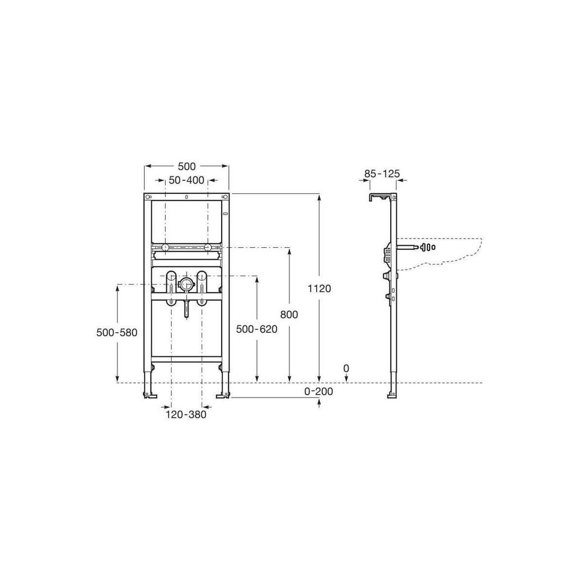 Duplo s bâti-support pour lavabo (sans réservoir), accessoires d'installation. - ROCA A8900F3000 