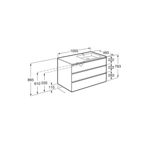 The gap unik meuble 3 tiroirs + lavabo slim droite 1000mm frêne nordic - ROCA A851492434 