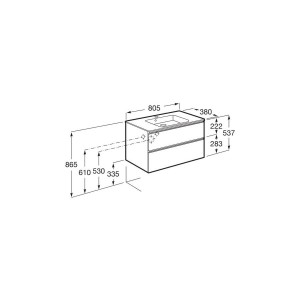 The Gap Unik Compact 2 Tiroirs 800 Mm Noyer/Poignées Noires - ROCA A851497517 