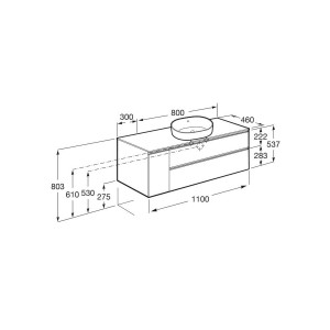 The Gap Pour Lavabo À Droite 1100 Mm Gris Moyen Mat/Poignées Noires - ROCA A851504547 