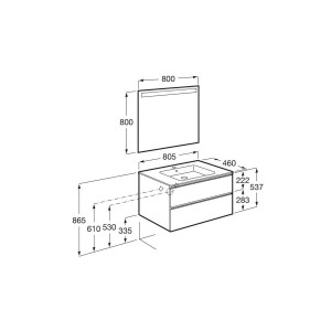 Meuble salle de bain 800 The Gap 2 tiroirs avec miroir Eidos éclairage LED - ROCA A851511806 