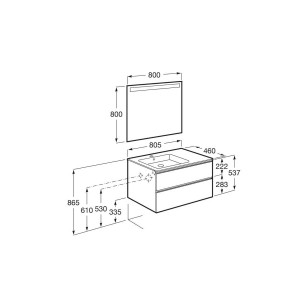 The gap pack 2t lav gche 800mm (unik+miroir) blanc brillant - ROCA A851512806 