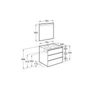 The Gap Pack 3 Tiroirs (Unik+Miroir) 700Mm Gris Moyen Mat/Poignées Noires - ROCA A851518547 