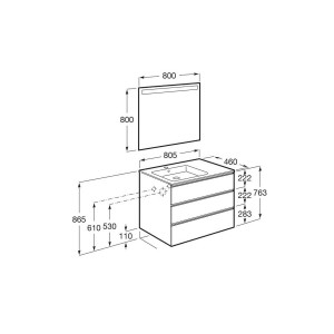 The Gap Pack 3T Lav Gche 800Mm (Unik+Miroir) Frêne Nordic - ROCA A851520434 