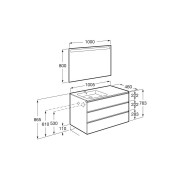 The Gap Pack 3T Lav Gche 1000Mm (Unik+Miroir) Blanc Brillant - ROCA A851522806 