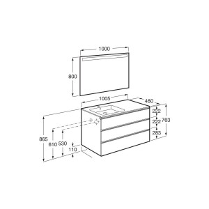 The Gap Pack 3T Lav Gche 1000Mm (Unik+Miroir) Blanc Brillant - ROCA A851522806 