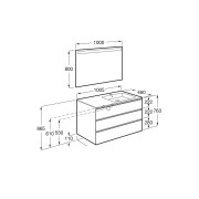 The Gap Pack 3T Lavabo À Droite (Unik+Miroir) 1000Mm Noyer/Poignées Noires - ROCA A851523517 