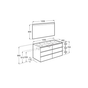 The Gap Pack 3T 1200Mm (Unik+Miroir) Blanc Brillant - ROCA A851524806 