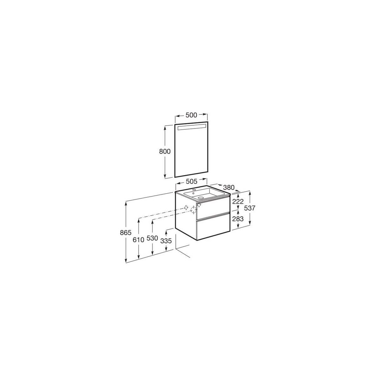 The Gap Pack Cpt 2T 500Mm (Unik+Miroir) City Oak - ROCA A851525402 