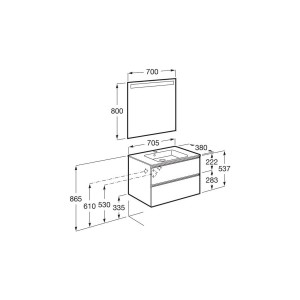 The gap pack cpt 2t 700mm (unik+miroir) blanc brillant - ROCA A851527806 
