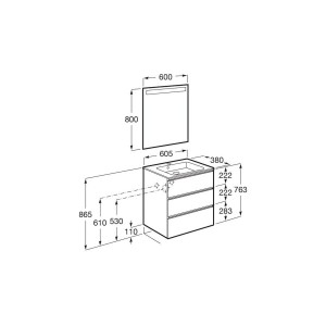 The Gap Pack Cpt 3T 600Mm (Unik+Miroir) City Oak - ROCA A851529402 