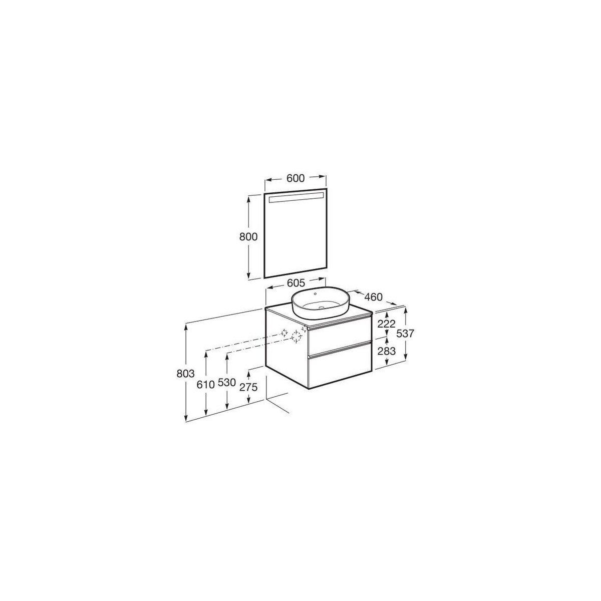 The Gap Pack Pr Lav A Poser 600Mm City Oak - ROCA A851531402 