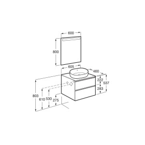 The Gap Pack Pour Vasque À Poser 600Mm Noyer/Poignées Noires - ROCA A851531517 