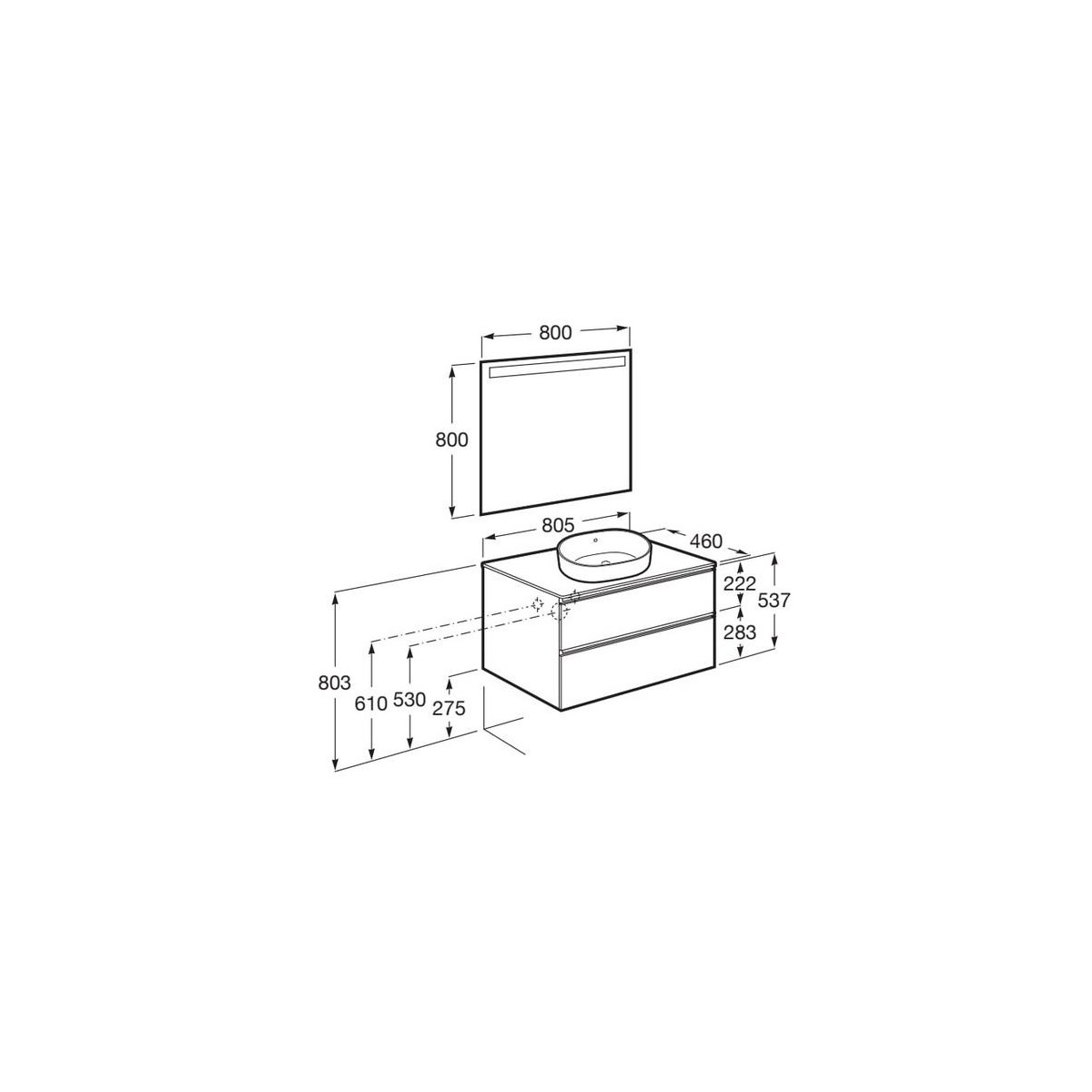 The Gap Pack Pr Lav A Poser 800Mm  City Oak - ROCA A851532402 